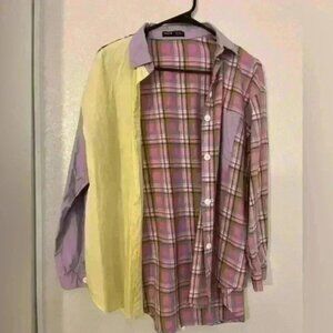 Shein flannel button-down top